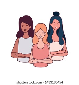 young women on white background