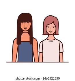 young women on white background