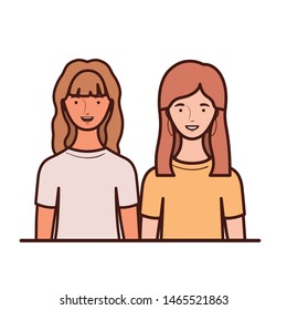 young women on white background