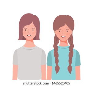 young women on white background