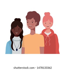 young women on white background