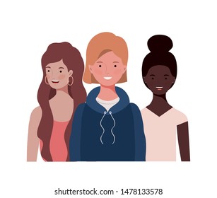 young women on white background