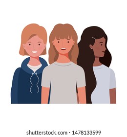 young women on white background