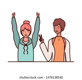 young women on white background
