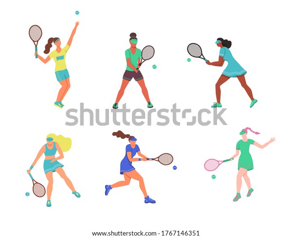Girls Boys Playing Tennis Illustration Stock Vector 