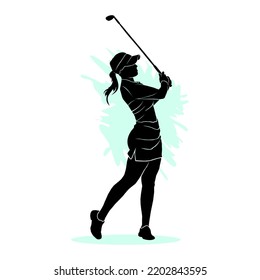 Young Women Playing Golf Vector Illustration Stock Vector (Royalty Free ...