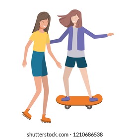 young women practicing sports avatar character