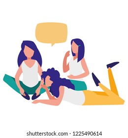 young women relaxing in the floor