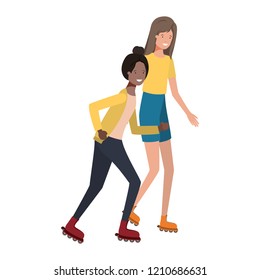 young women with roller skates avatar character