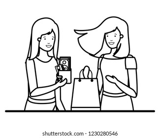 young women with shopping bag avatar character
