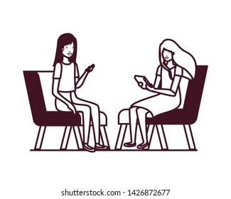 young women sitting in chair with white background