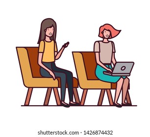 young women sitting in chair with white background