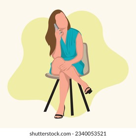 Young women sitting on chairs vector