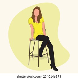 Young women sitting on chairs vector