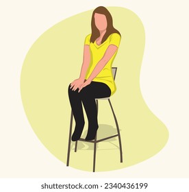 Young women sitting on chairs vector