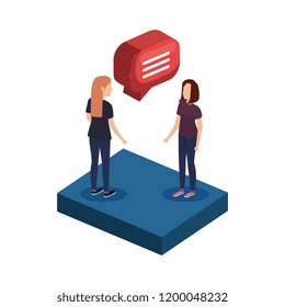 young women with speech bubble