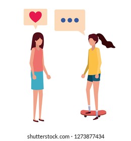 young women with speech bubble avatar character