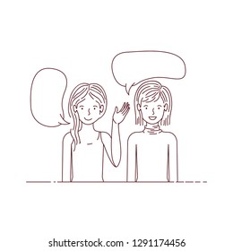 young women with speech bubble avatar character