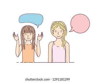 young women with speech bubble avatar character