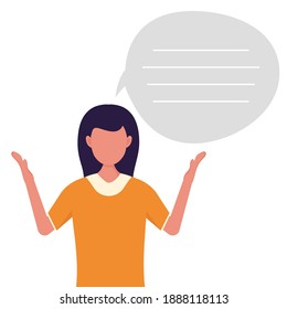 Young women with speech bubble. Vector illustration