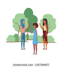 young women standing in landscape character