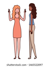young women standing on white background