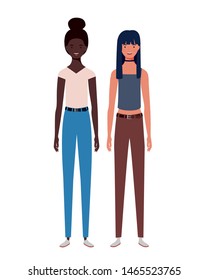 young women standing on white background