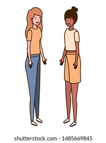 young women standing on white background