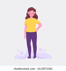 young women standing  Vector illustration isolated on the white background.