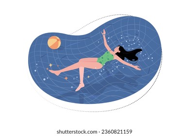 Young Women Swimming At The Swimming Pool