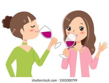 Young women toasting with wine