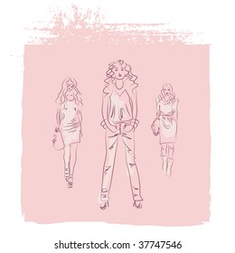 young women, vector