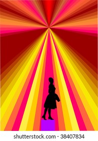 young women-silhouette-with abstract background