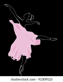  a young wonderful ballerina is dancing gracefully. Vector.