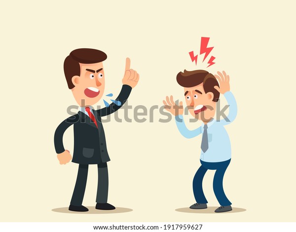 Young Worker Afraid Evil Boss Chief Stock Vector (Royalty Free ...