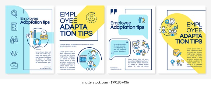 Young workers rights brochure template. Working hours, breaks. Flyer, booklet, leaflet print, cover design with linear icons. Vector layouts for magazines, annual reports, advertising posters