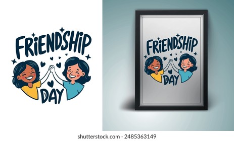 Young - Youthful Celebration: Friendship Day Typography Design - Creative Photo, Vintage Art and Modern Picture Frame Templates - Best Friend T-Shirt and Greeting Card Designs for a Happy Holiday