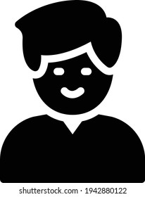 younger boy vector glyph flat icon