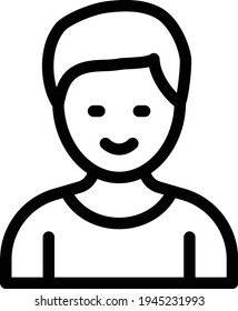 younger boy vector thin line icon