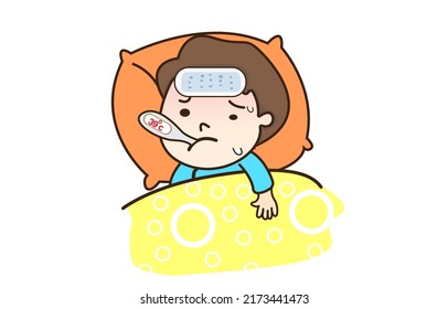 The Younger Child Has A Cold And A Fever. High Fever