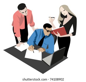 Younger colleagues to discuss the project with a top manager