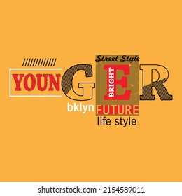 younger future Premium Vector illustration of a text graphic. suitable screen printing and DTF for the design boy outfit of t-shirts print, shirts, hoodies baba suit, kids cottons, etc.