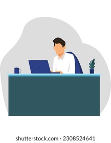 Trabajo de Youngman en la ilustración de vectores de oficina 