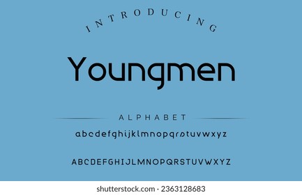 Youngmen Sport Modern Italic Alphabet Font. Typography urban style fonts for technology, digital, movie logo design. vector illustration