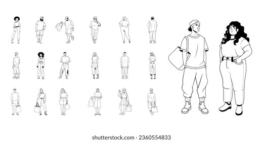 YOUNGS CHARACTERS MOCKUP TSHIRT ISOLATED CARTOON VECTOR