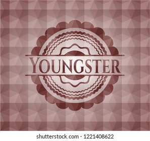 Youngster red seamless polygonal badge.