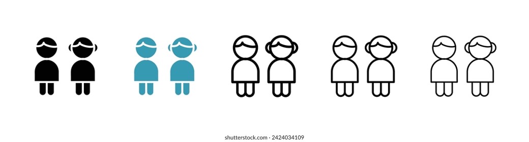 Youngsters Vector Icon Set. Silhouette boy and girl vector symbol for UI design.