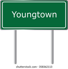 Youngtown , Arizona , road sign green vector illustration, road table, USA city