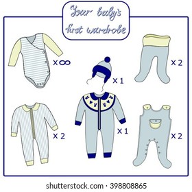 Your baby's first wardrobe icon/card/template