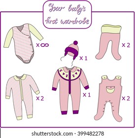 Your baby's first wardrobe icon/card/template